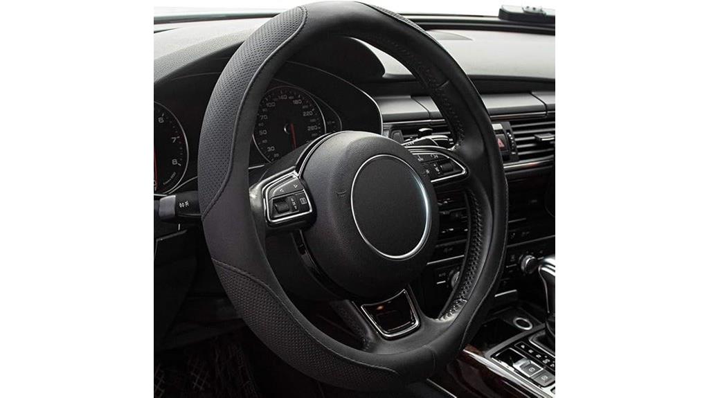 black microfiber steering wheel