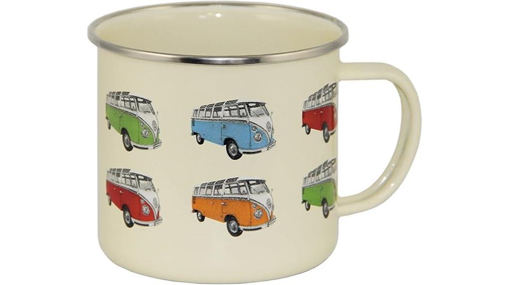 bus campervan enamel mug