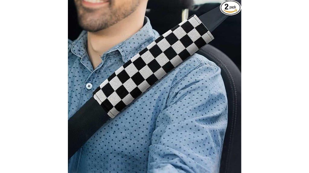 checkered seat belt pads