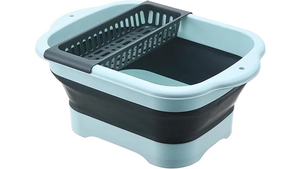 collapsible dish basin with drain