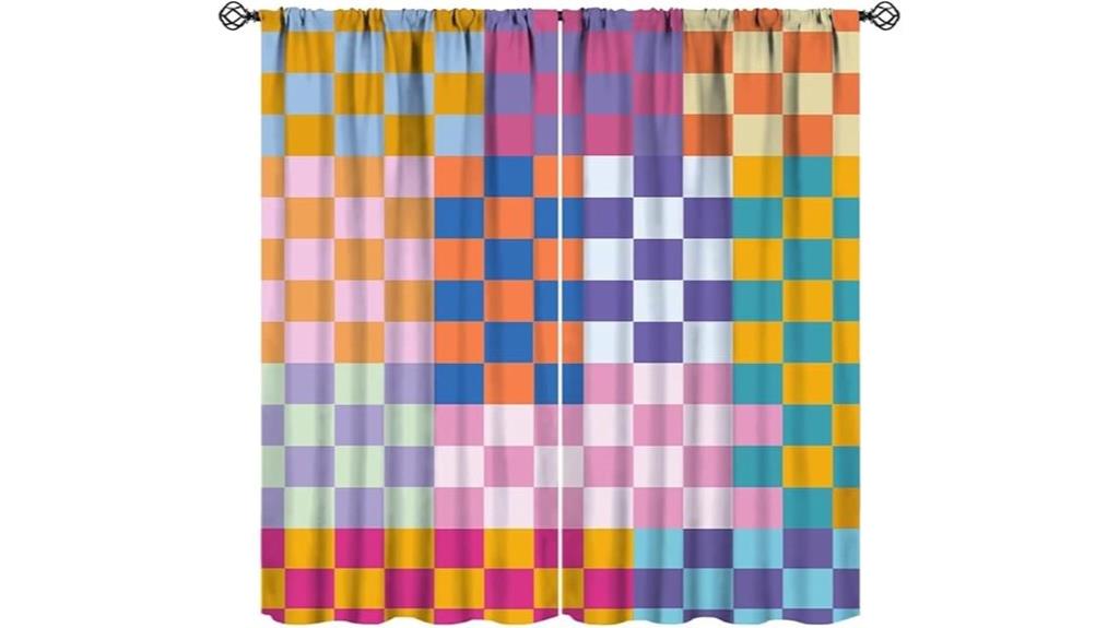 colorful plaid curtains 42x45