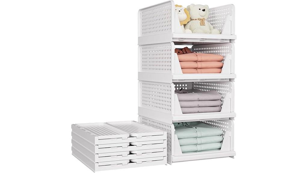 five stackable storage baskets