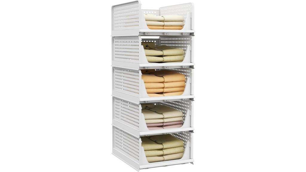 pink stackable storage baskets