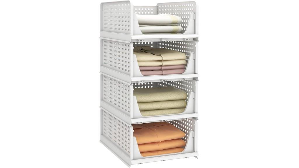 pink stackable storage baskets