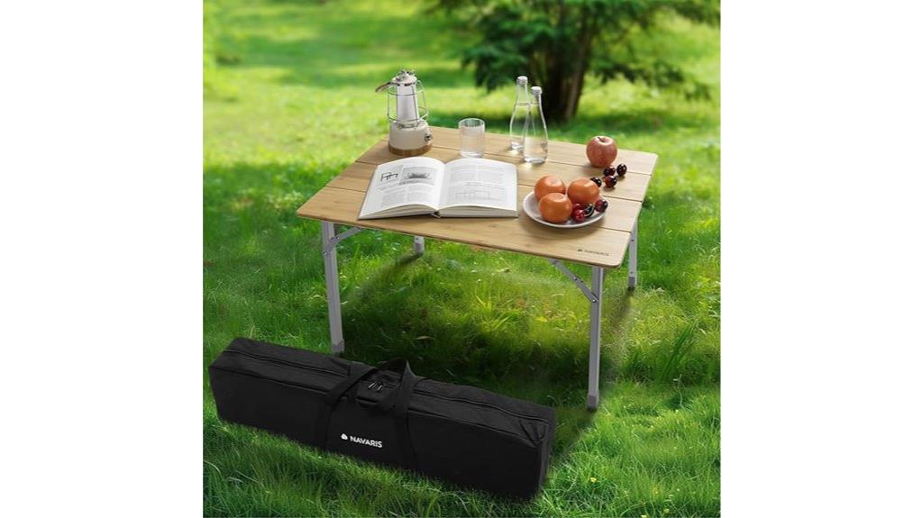 portable bamboo camping table