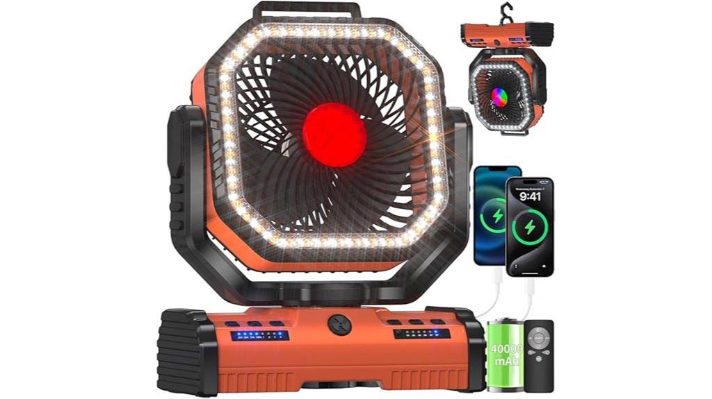 portable camping fan with led