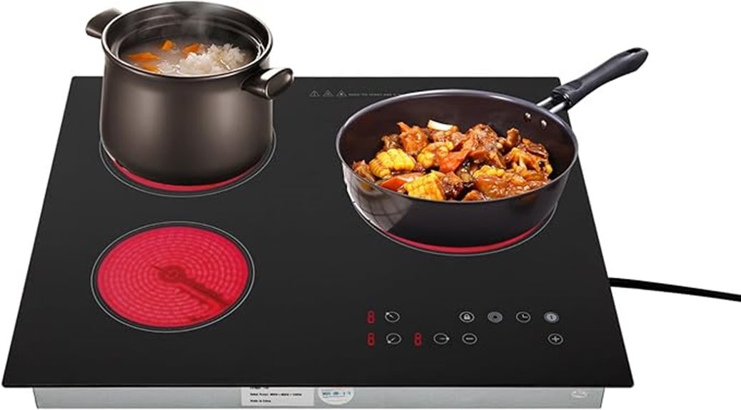 powerful 3 burner touch control electric cooktop