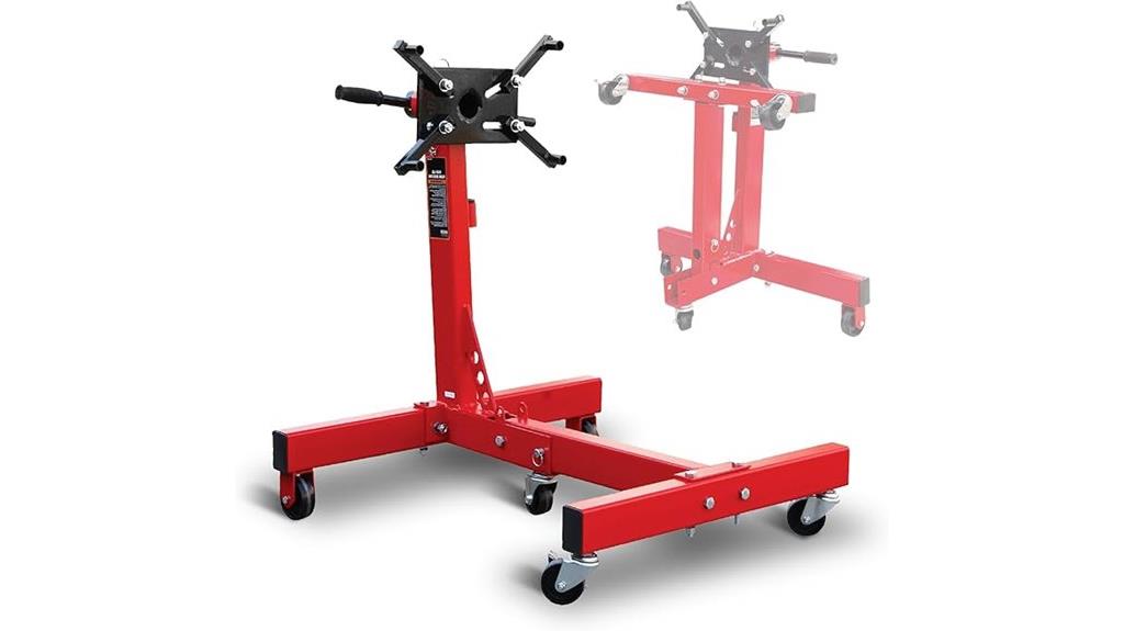 red steel engine stand