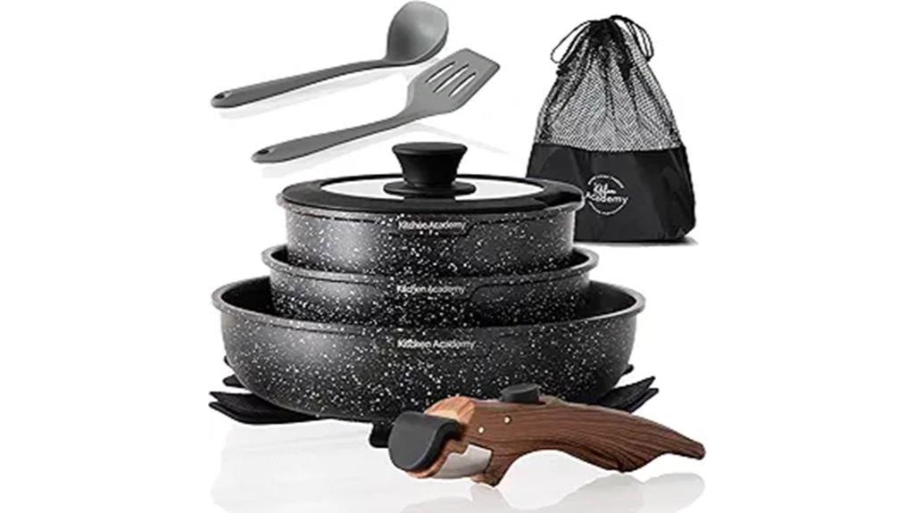 removable handle non stick set