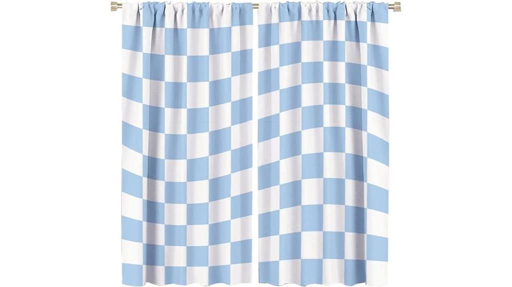 retro 70s checkerboard curtains