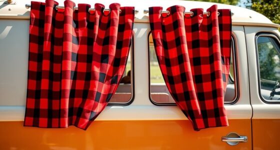 retro plaid vw bus curtains