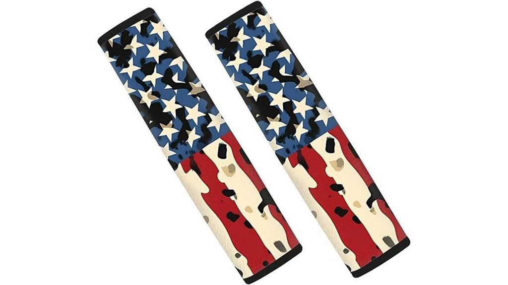 retro us flag seat belt pads