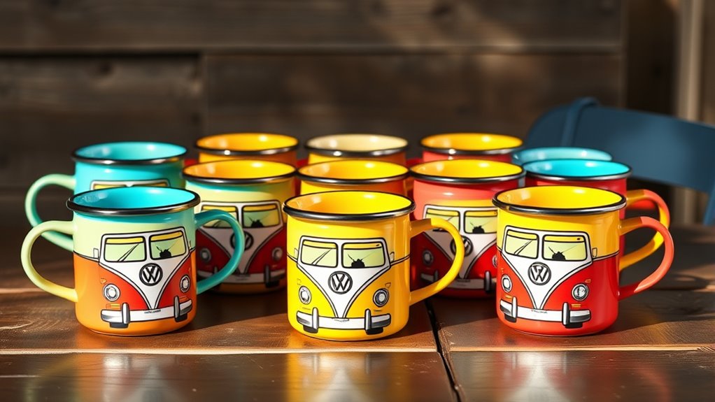 retro vw bus mug sets