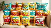 retro vw bus pillow covers