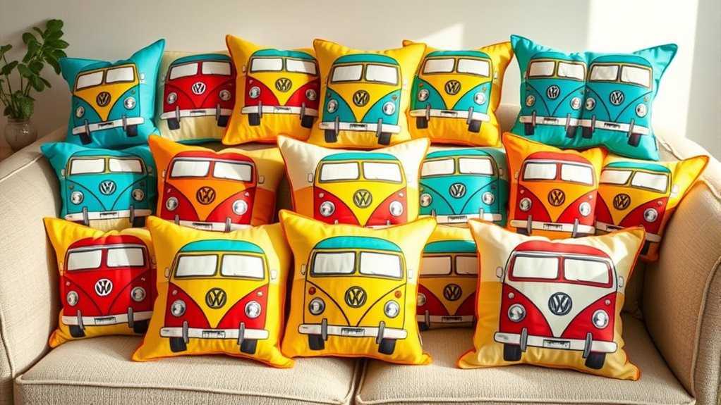 retro vw bus pillow covers