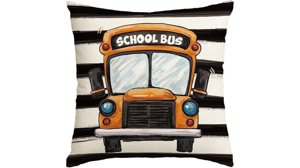 school bus plaid pillow