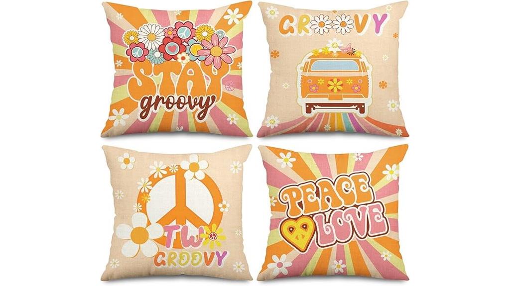 set of four hippie pillowcases