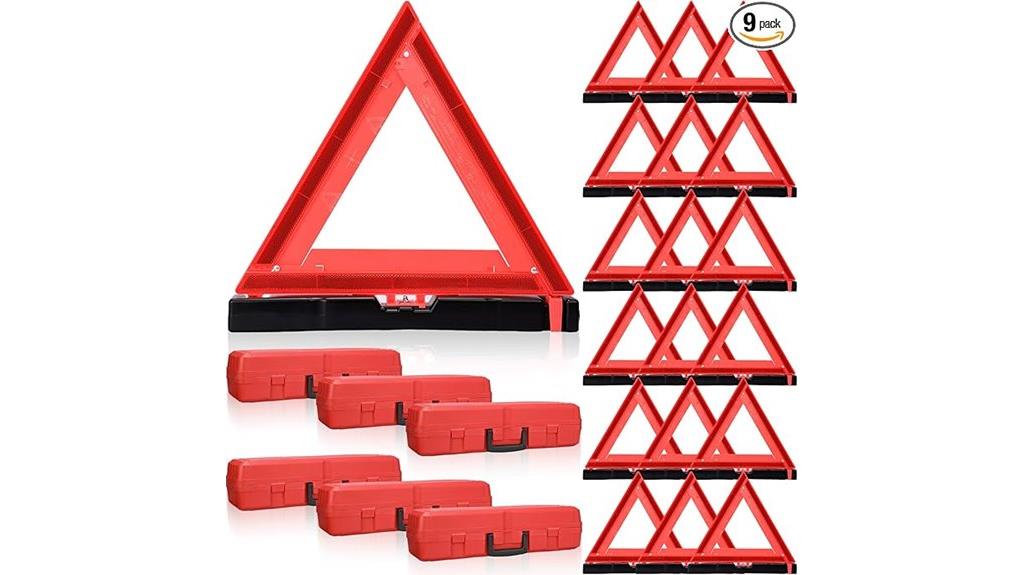 set of nine foldable safety triangles