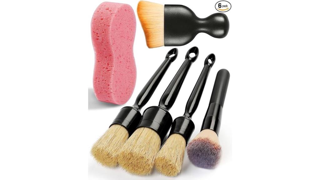 six piece boar brush set