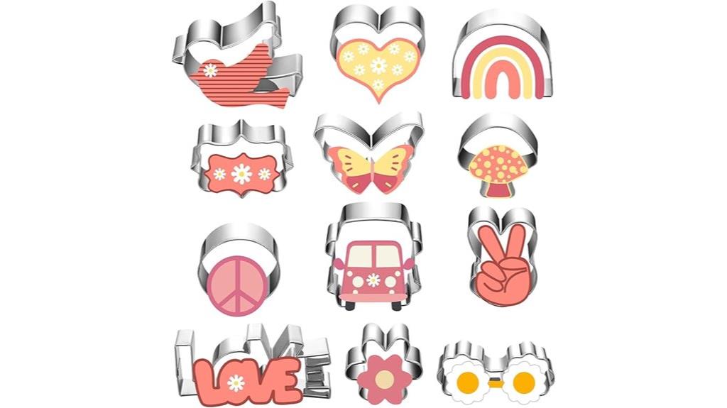 twelve large groovy cookie cutters