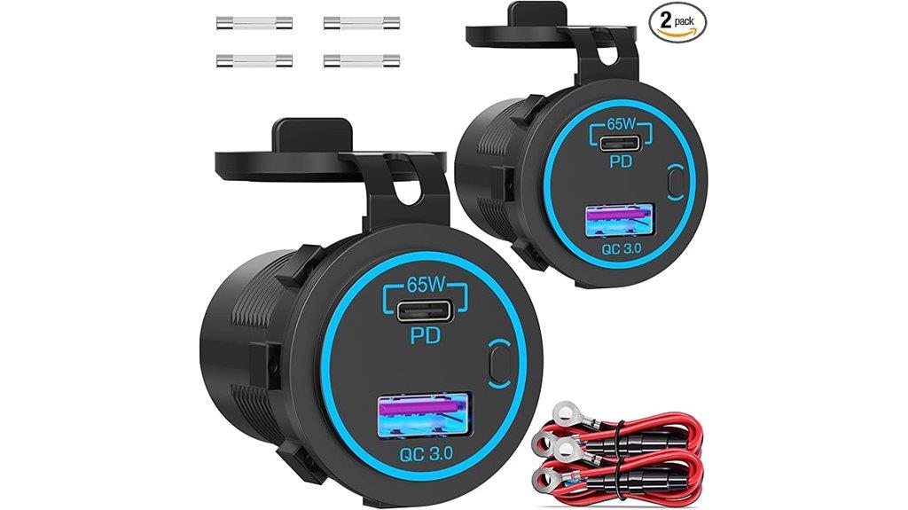 two 12v usb chargers