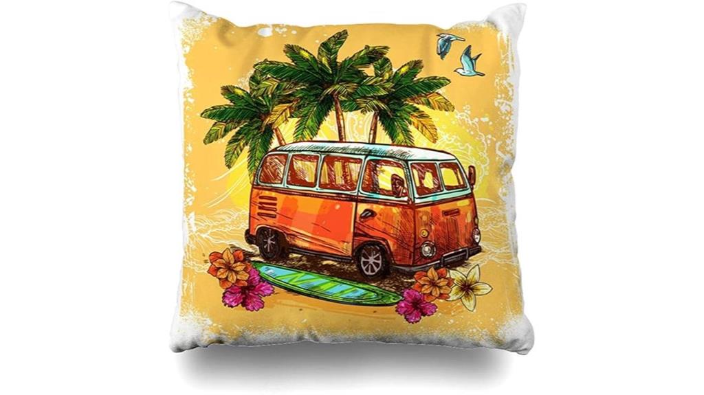 vintage car hippie pillow
