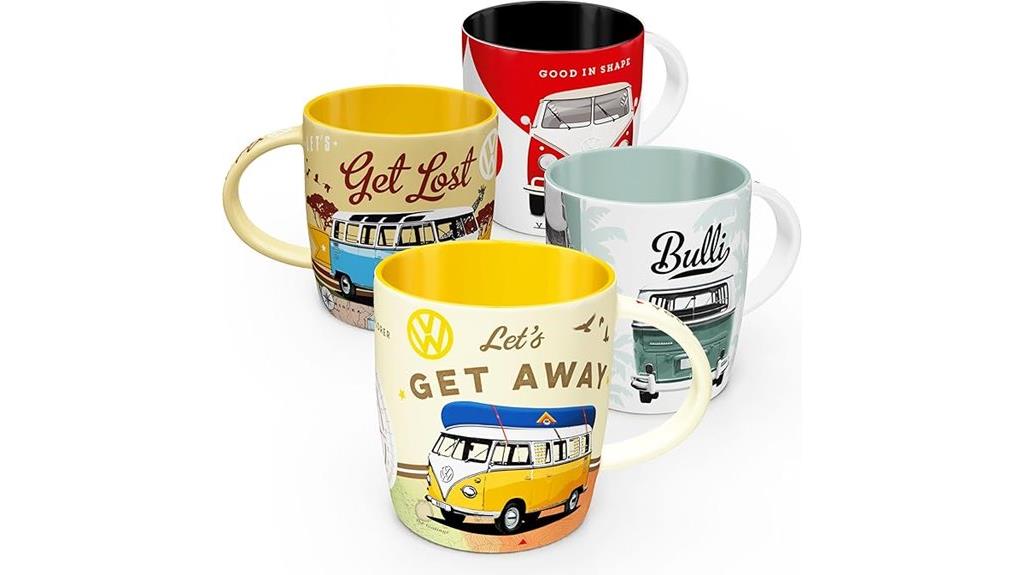 vintage vw bus mug set