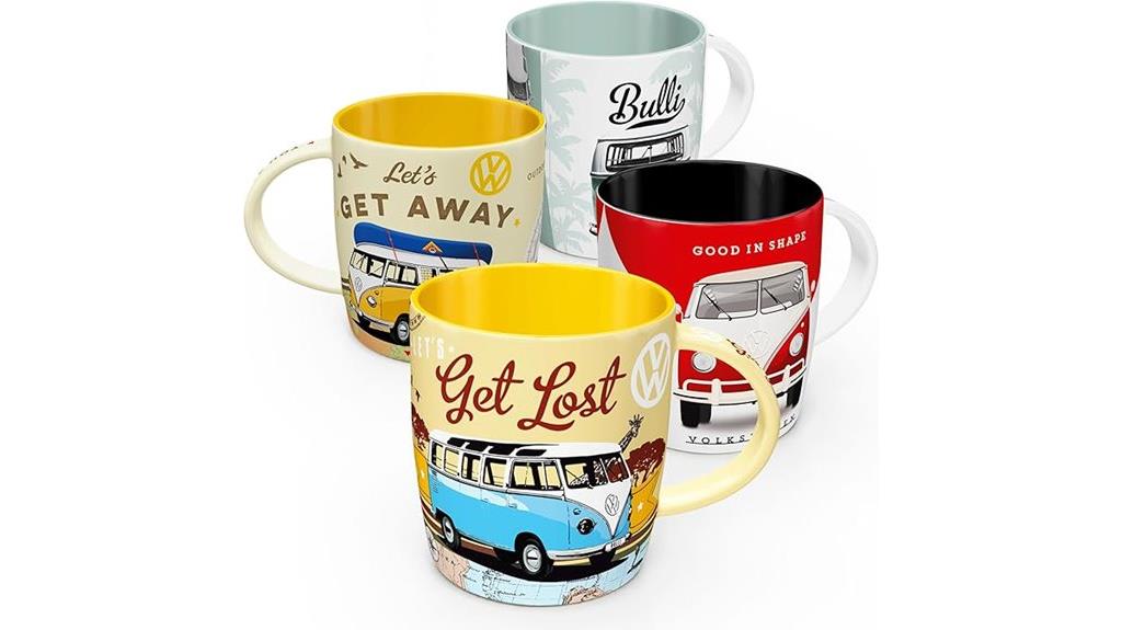 vintage vw bus mug set