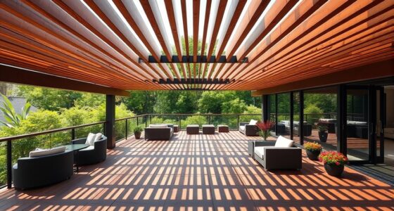 wood slat roof decks