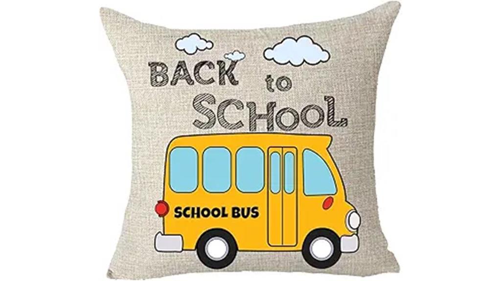 yellow school bus pillow