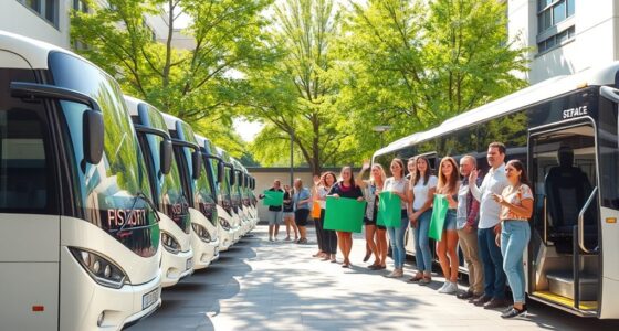 teachers celebrate electric buses