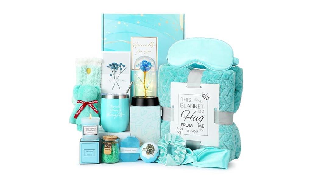 spa gift basket with blanket