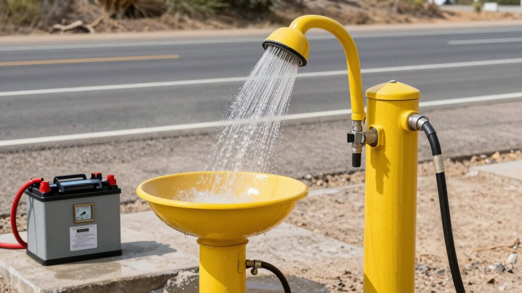 secure accessible emergency shower setup