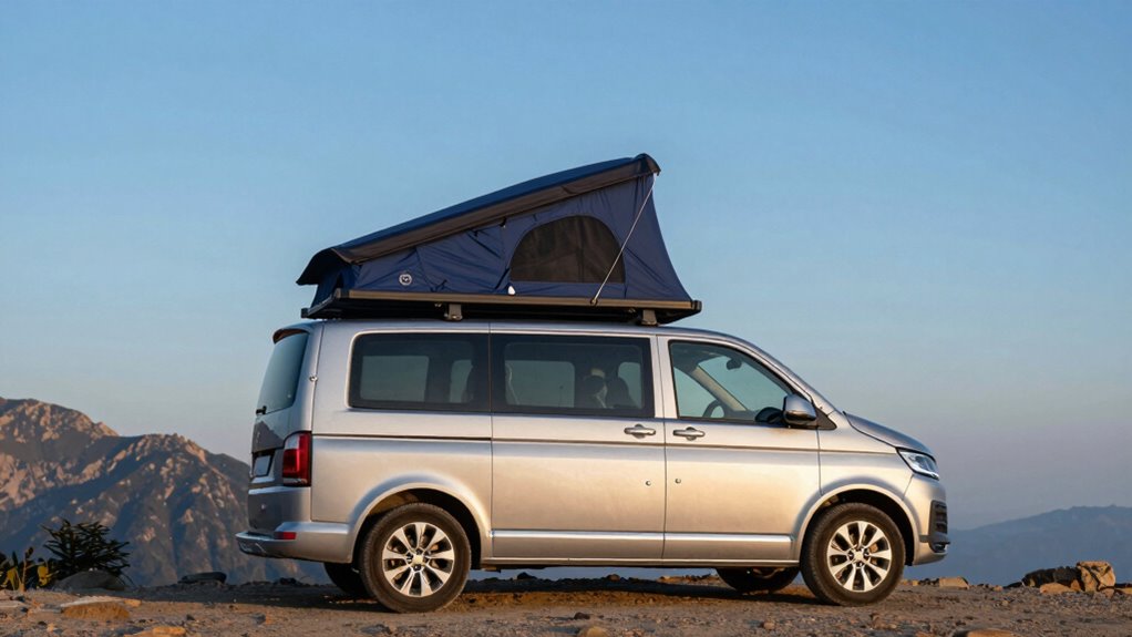 secure balanced rooftop camping