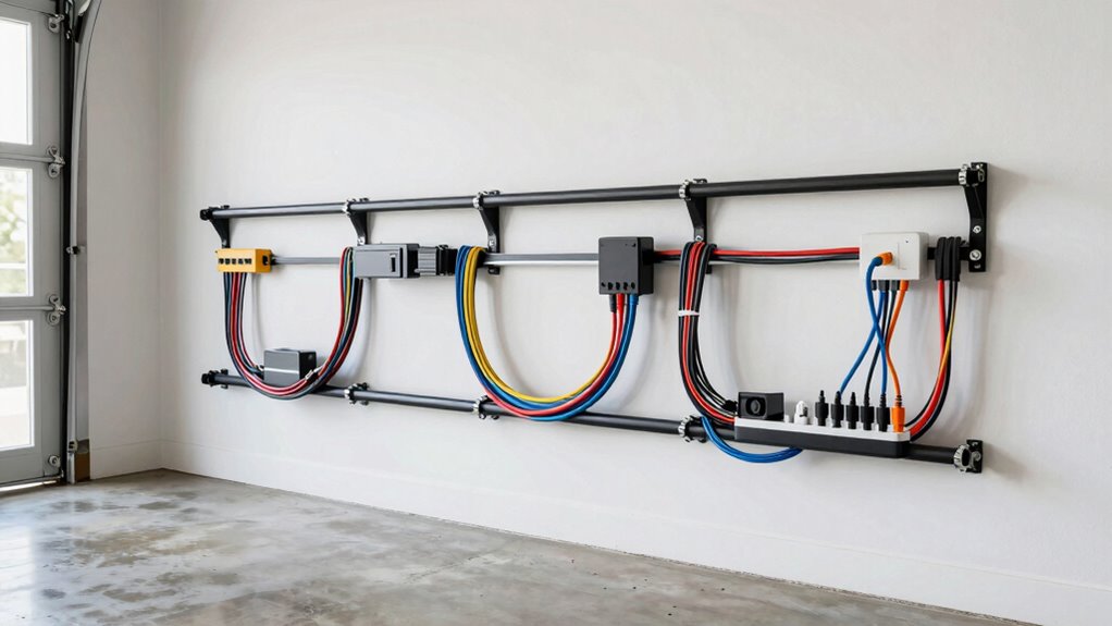 secure garage cable organization